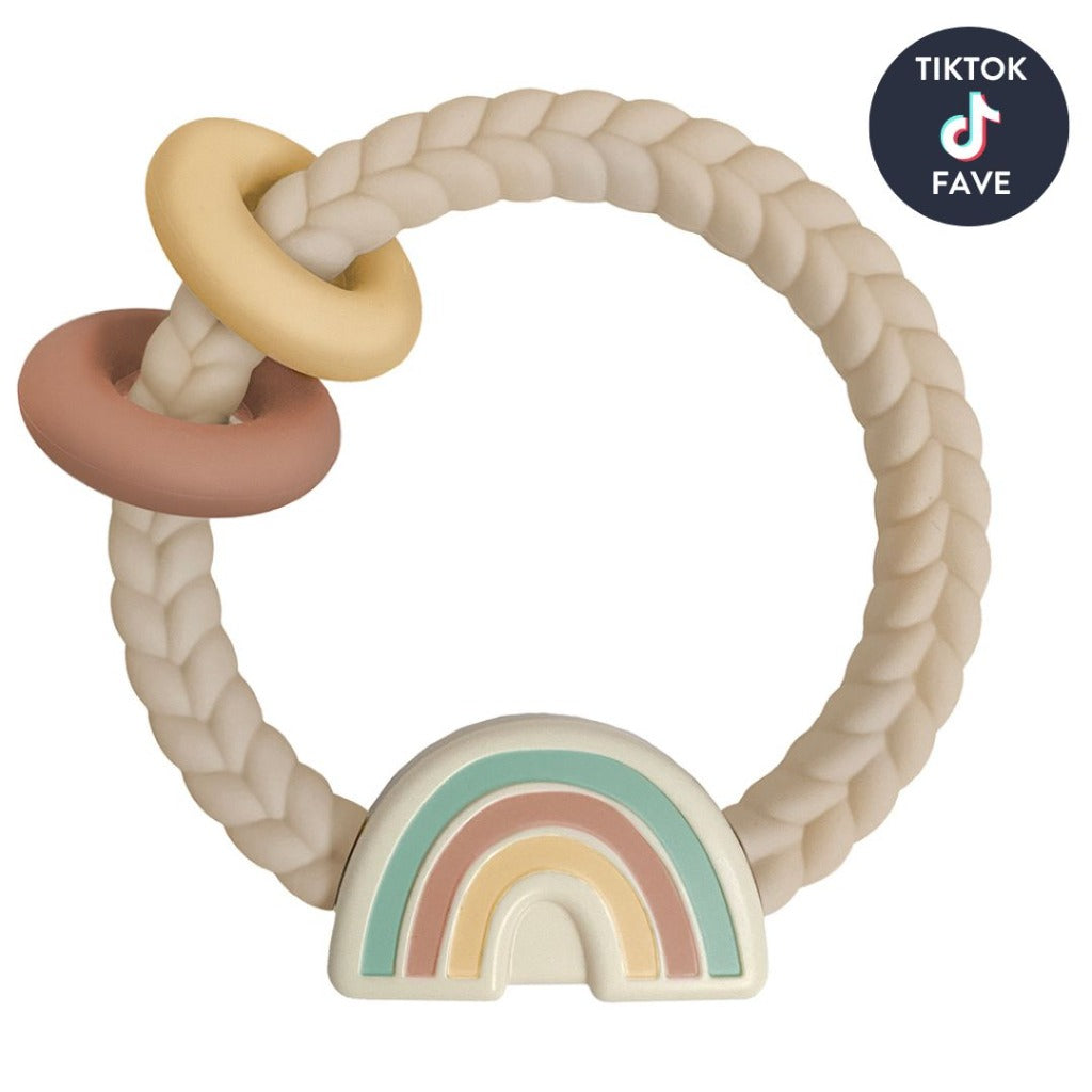 Ritzy Rattle™ with Teething Rings Teethers Itzy Ritzy® Neutral Rainbow Rattle
