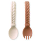 Sweetie Spoons™ - Silicone Baby Fork + Spoon Set Feeding Itzy Ritzy® Buttercream & Toffee
