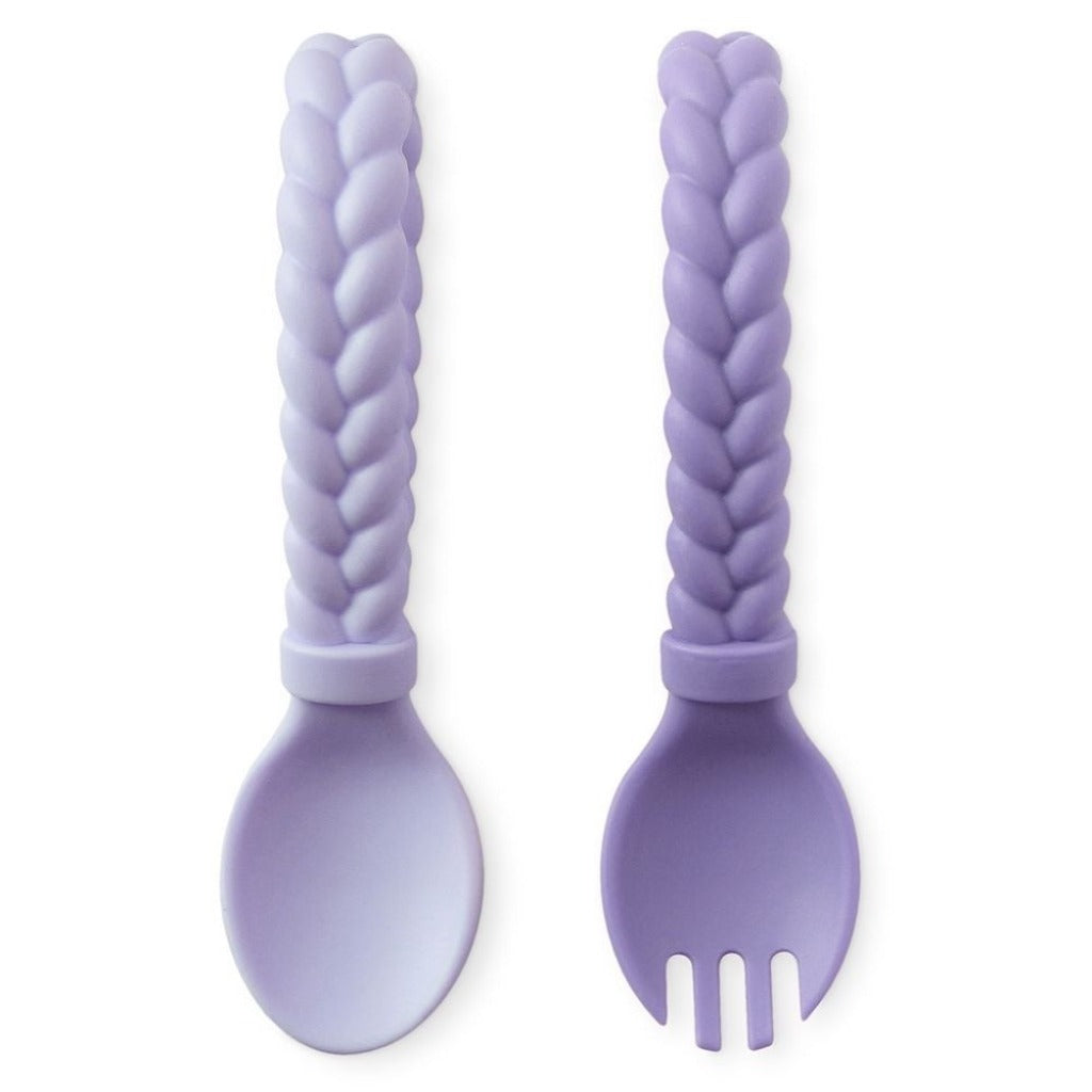 Sweetie Spoons™ - Silicone Baby Fork + Spoon Set Feeding Itzy Ritzy® Amethyst & Purple Diamond 