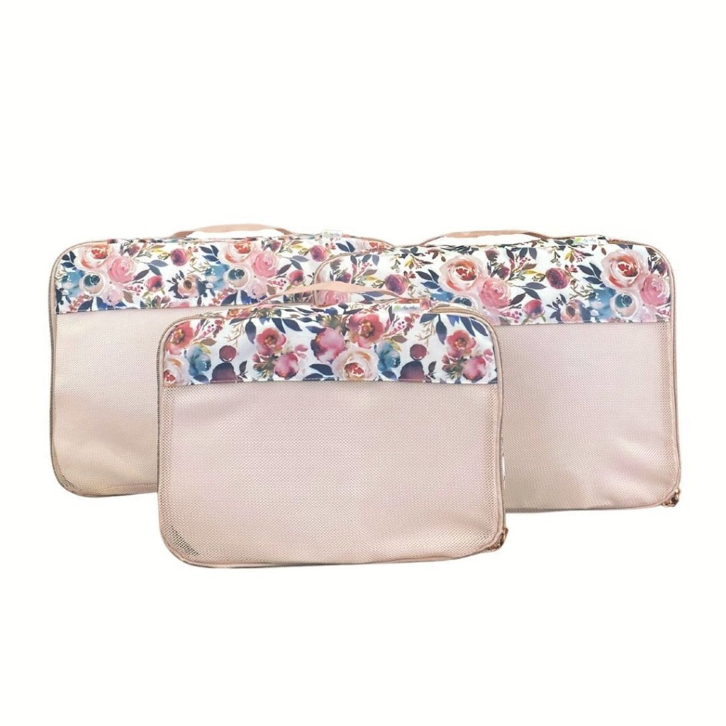 Pack Like A Boss™ - Packing Cubes Large Set Storage Itzy Ritzy Blush Floral 
