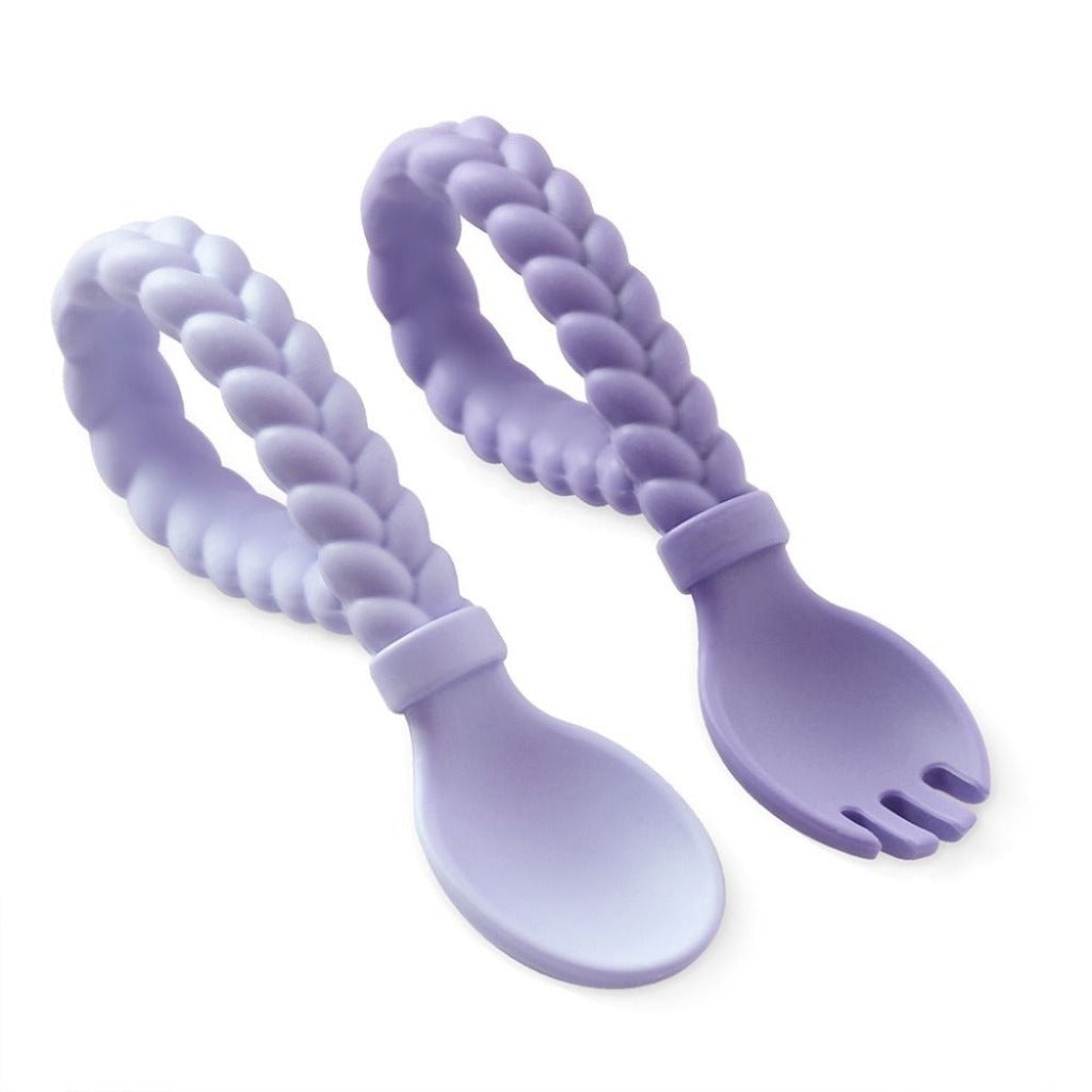 Sweetie Spoons™ - Silicone Baby Fork + Spoon Set Feeding Itzy Ritzy® Amethyst & Purple Diamond 