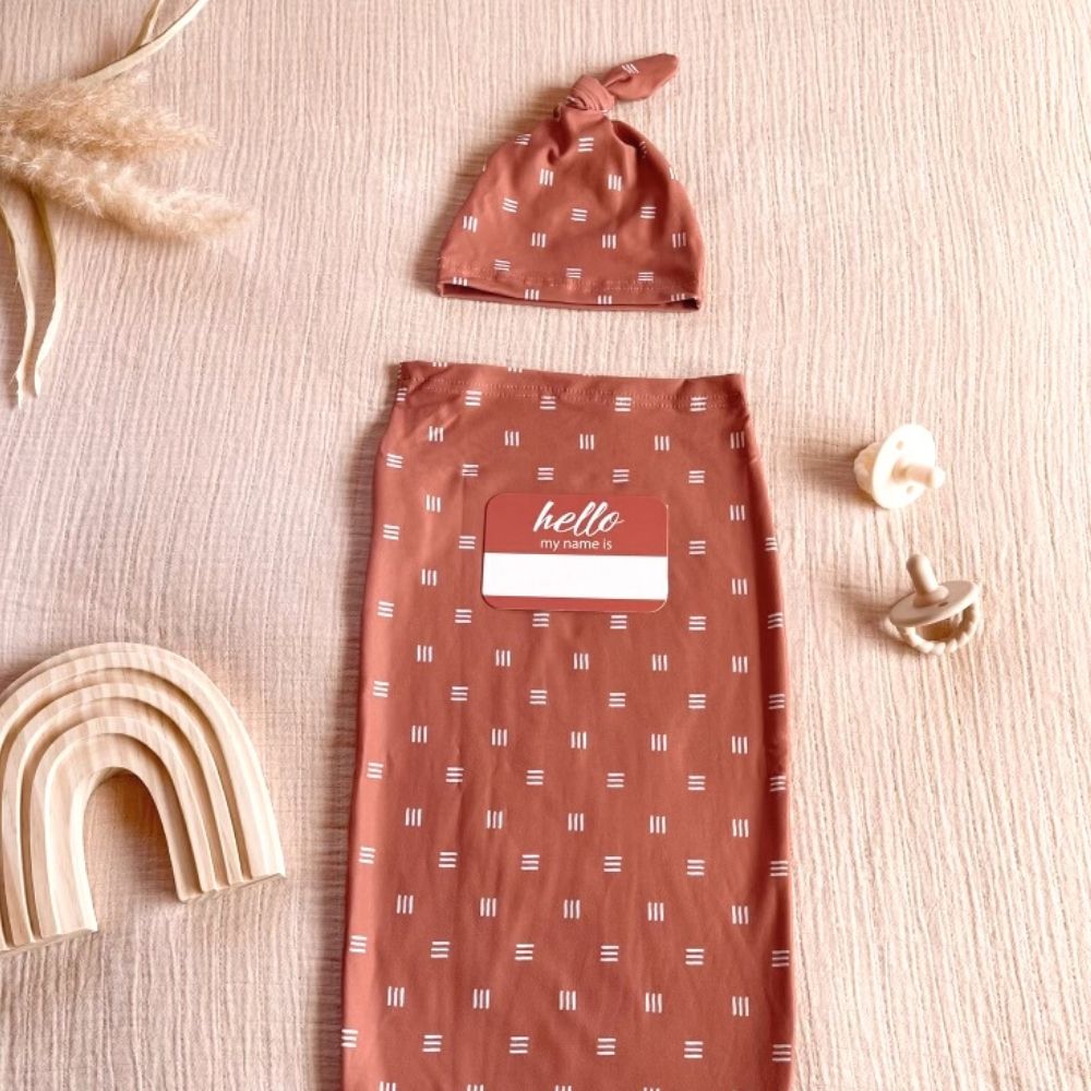 Cutie Cocoon™ - Baby Cocoon & Hat Set Cocoons Itzy Ritzy Terracotta Grid