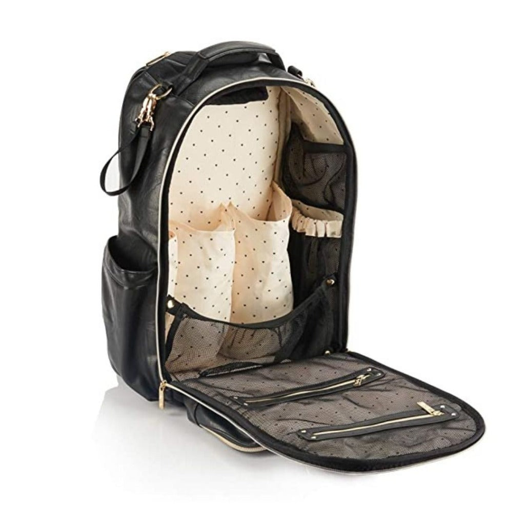 Chelsea + Cole for Itzy Ritzy Crossbody Diaper Bag - Includes 6 Pockets, Changing Pad & Tassel Black with Sweetheart Print