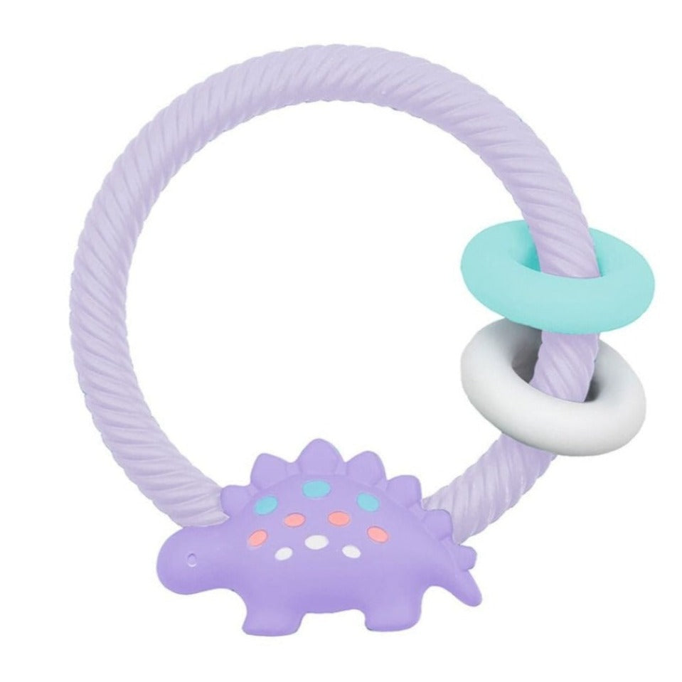 Ritzy Rattle® with Teething Rings Teething Itzy Ritzy® Lilac Dino 