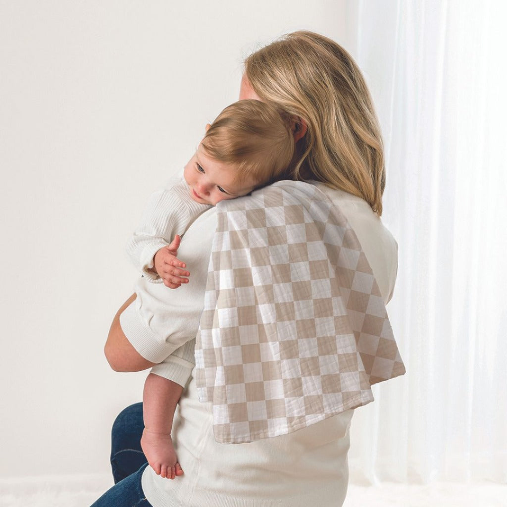 Breastfeeding Boss™ A Multitasking Must-Have for Nursing, Swaddling & More Nursing Cover Itzy Ritzy Taupe Checkerboard