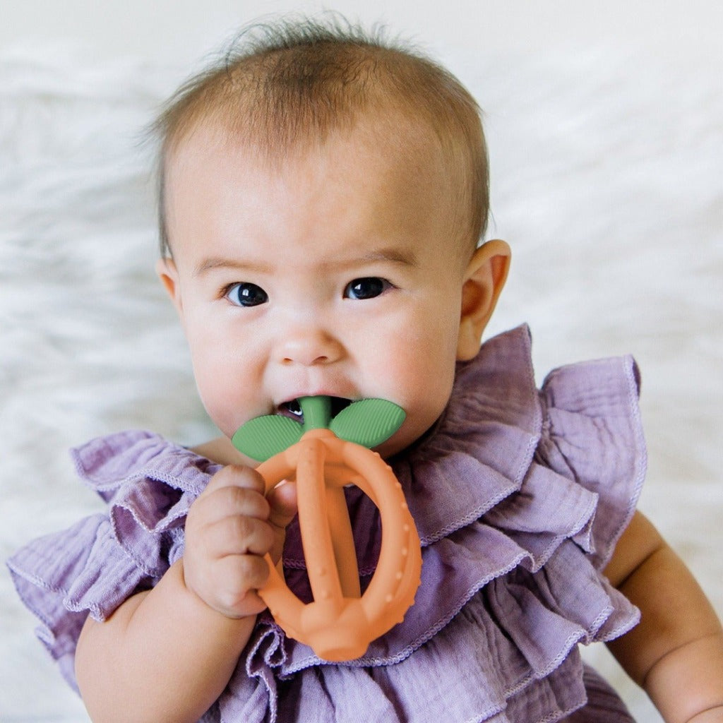 Bitzy Biter™ Teething Ball & Training Toothbrush Teethers ItzyRitzy  Clementine