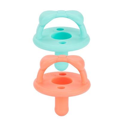 Sweetie Soother™ - Pacifier 2-Pack Pacifiers & Loveys Itzy Ritzy Aquamarine and Peach Bows