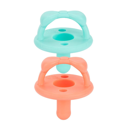 Sweetie Soother™ - Pacifier 2-Pack Pacifiers & Loveys Itzy Ritzy Aquamarine and Peach Bows 