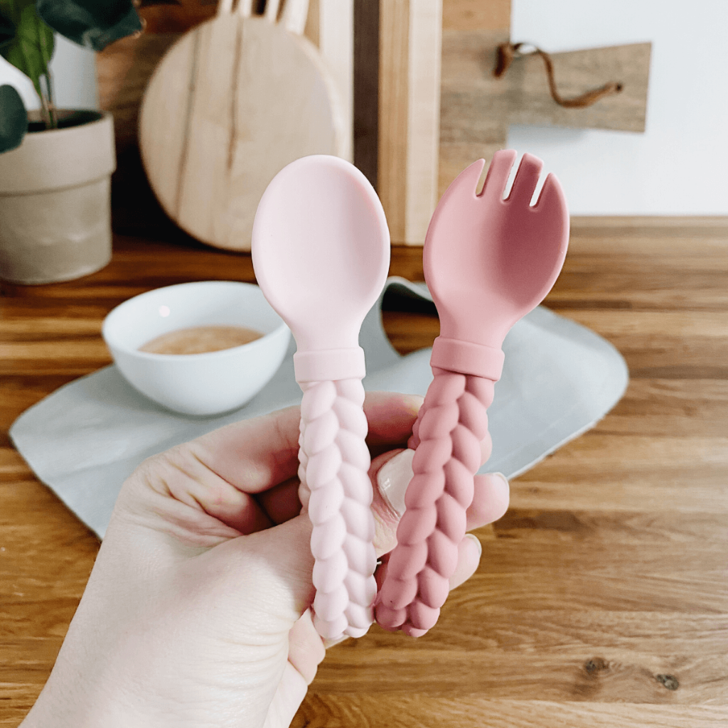 Sweetie Spoons™ Silicone Fork + Spoon Set Itzy Ritzy® Pink