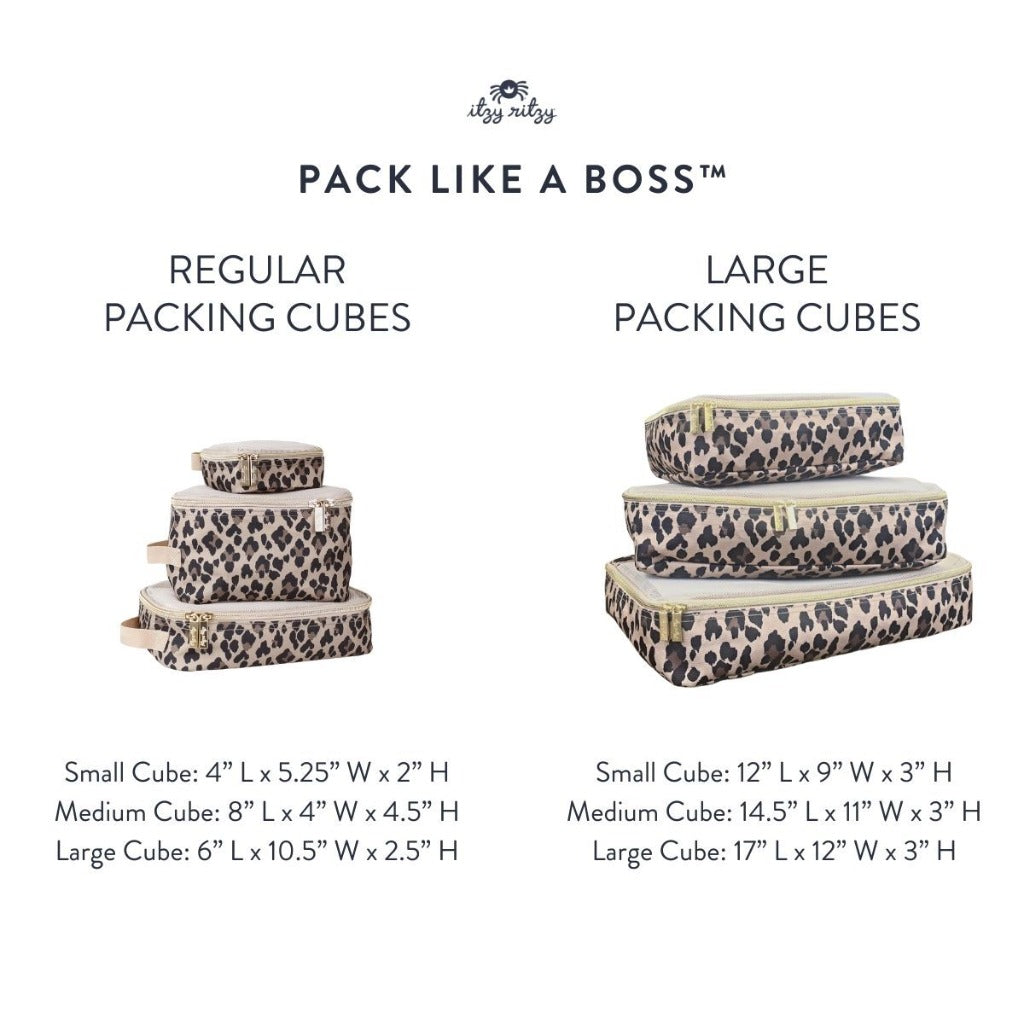 Pack Like A Boss™ - Packing Cubes Large Set Storage Itzy Ritzy Blush Floral Black & Gold Taupe Leopard