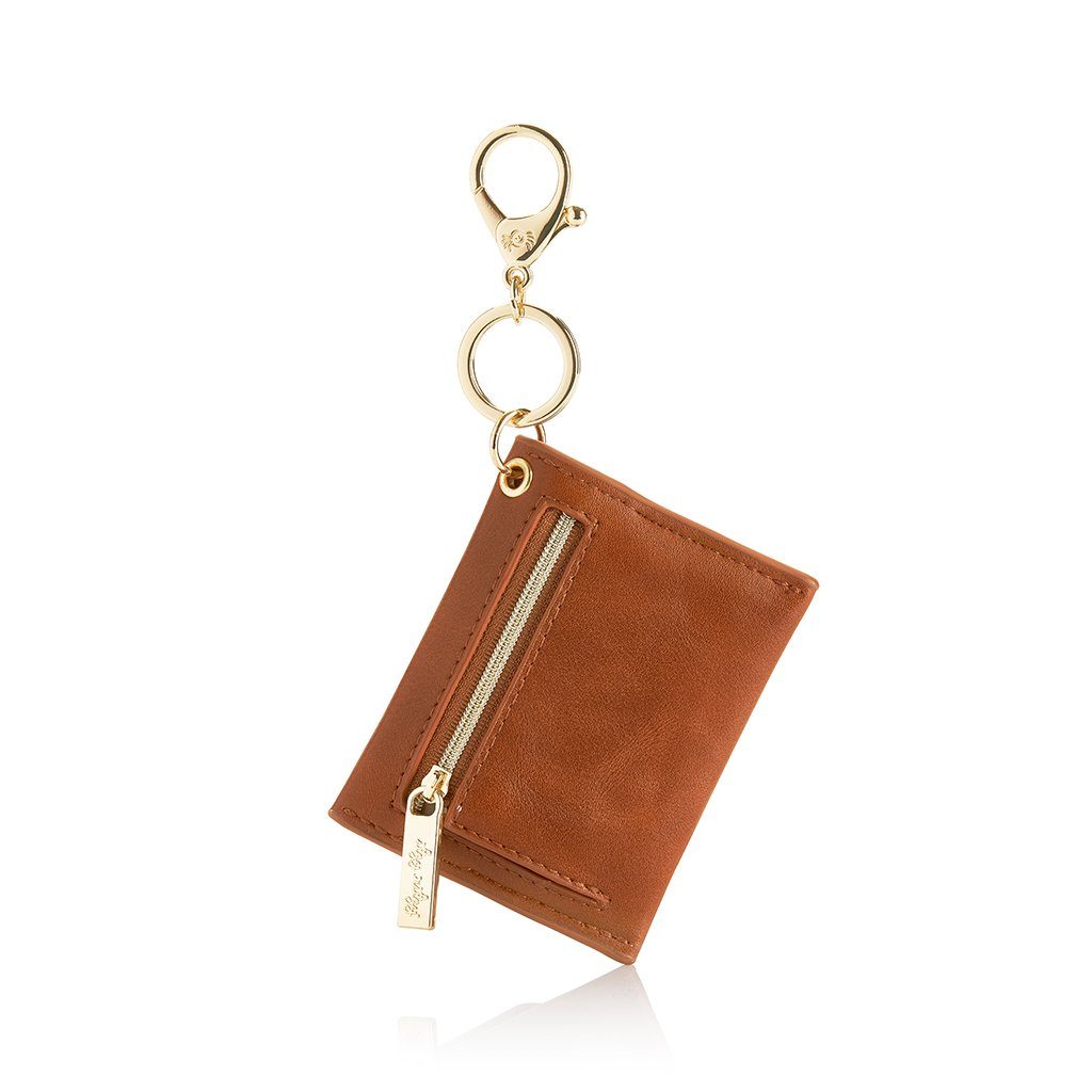 Itzy Mini Wallet™ Card Holder and Key Chain Charm Diaper Bag Accessory Itzy Ritzy Cognac