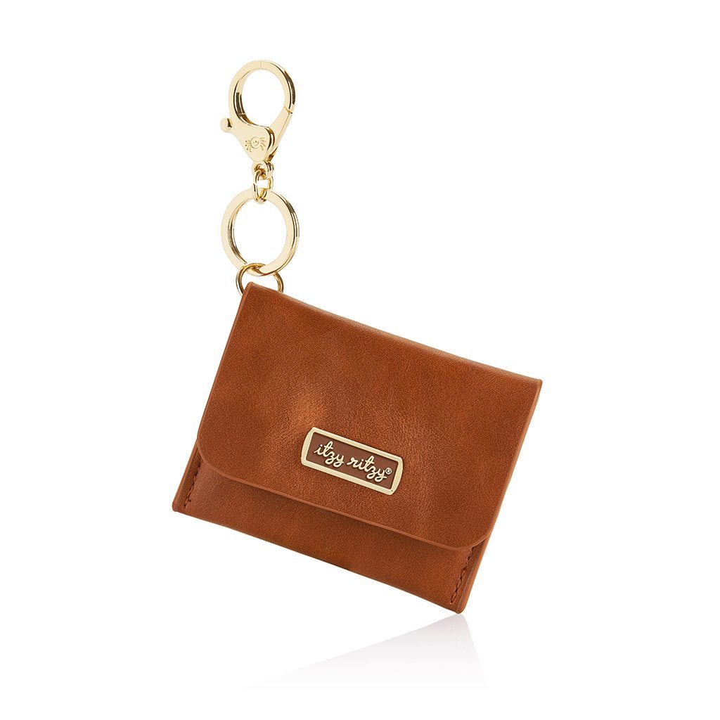 Itzy Mini Wallet™ Card Holder and Key Chain Charm Diaper Bag Accessory Itzy Ritzy Cognac