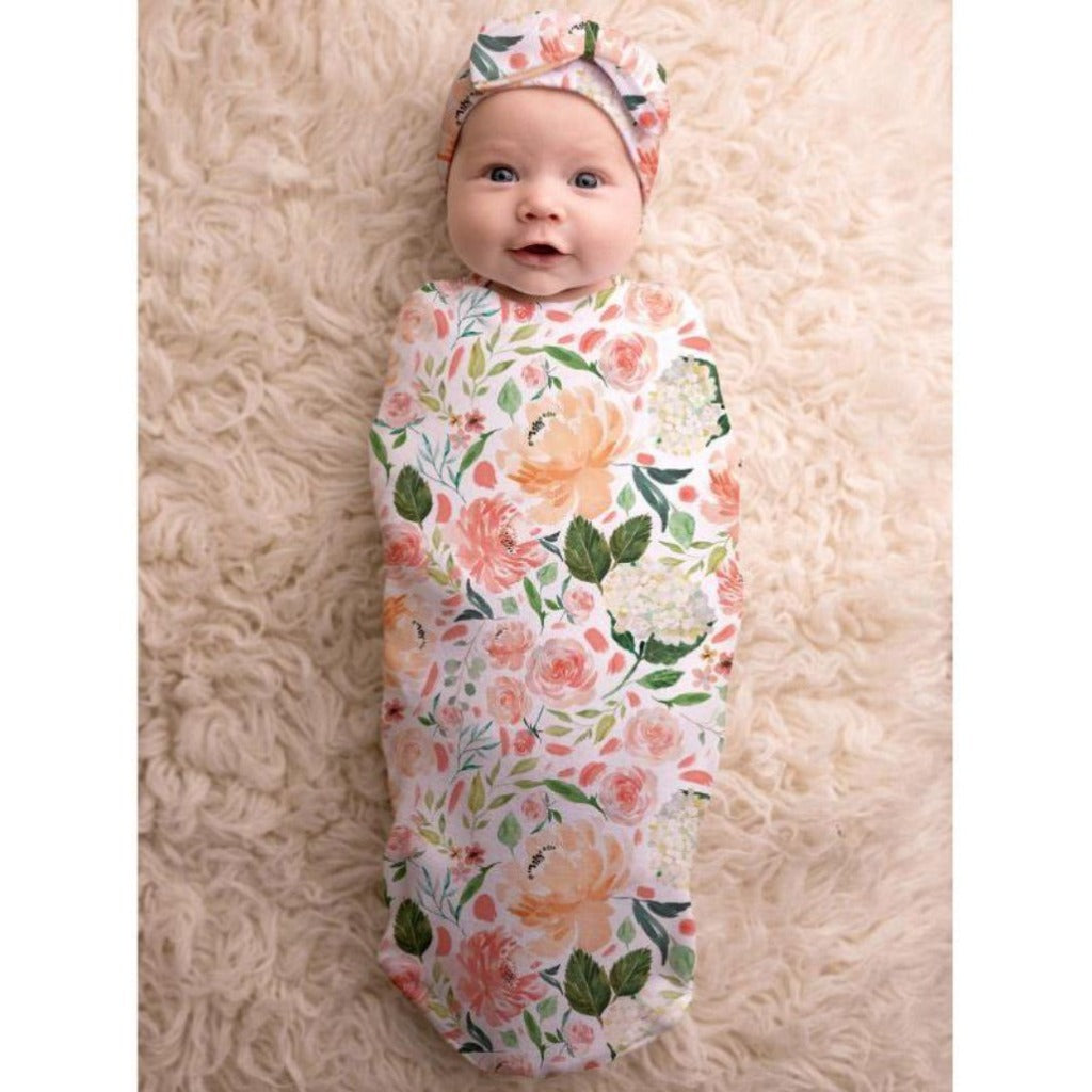 Cutie Cocoon™ - Baby Cocoon & Hat Set Cocoons Itzy Ritzy Peach Floral