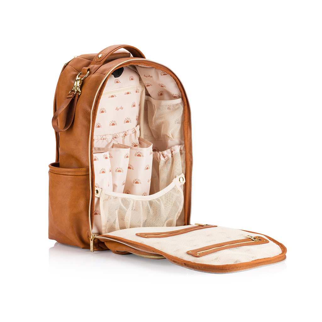 Boss Plus™ Large Diaper Bag Backpack Diaper Bag Itzy Ritzy® Cognac