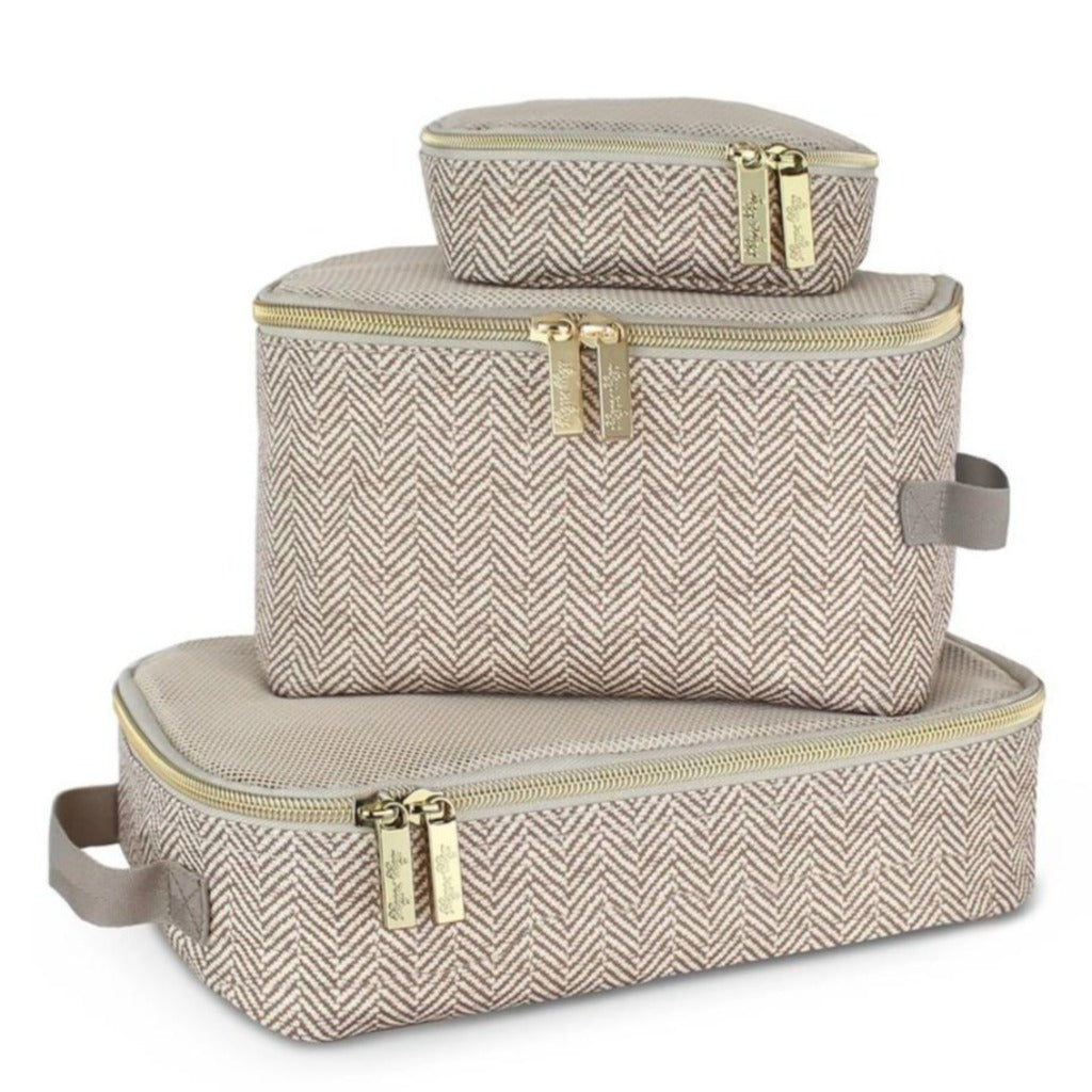 Pack Like A Boss Packing Cubes Packing Cubes Itzy Ritzy Taupe Herringbone 