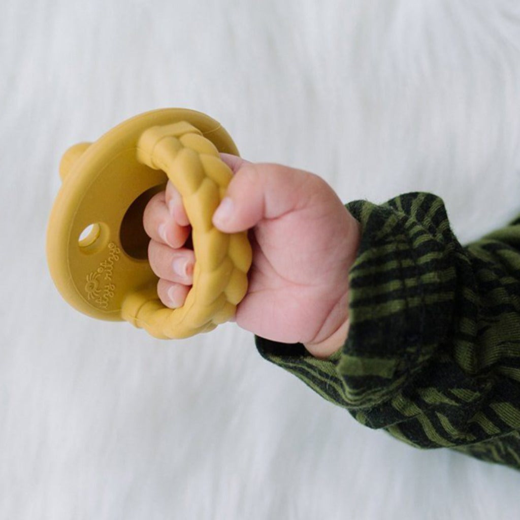 Sweetie Soother Pacifier 2-Pack Itzy Ritzy - Dark Gray and Mustard Braids