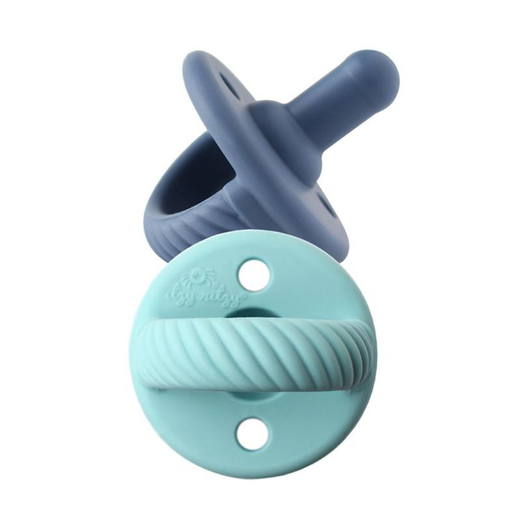Sweetie Soother™ - Pacifier 2-Pack Itzy Ritzy Nautical Navy and Robin's Egg Cables