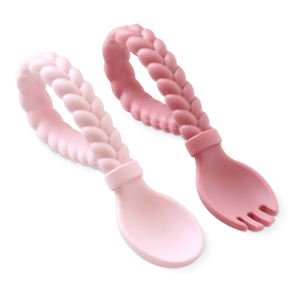 Sweetie Spoons™ Silicone Fork + Spoon Set Itzy Ritzy® Pink