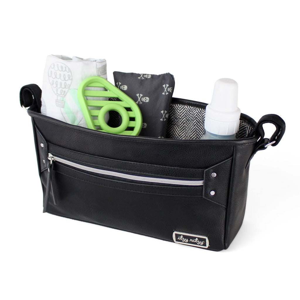 https://www.itzyritzy.com/cdn/shop/products/Stroller_Caddy_Black_Front_3Qtr_Styled.jpg?v=1697053212&width=1445