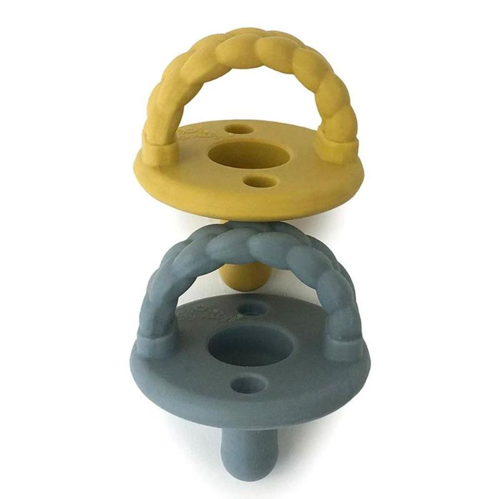 Sweetie Soother™ - Pacifier 2-Pack Itzy Ritzy Dark Gray and Mustard Braids