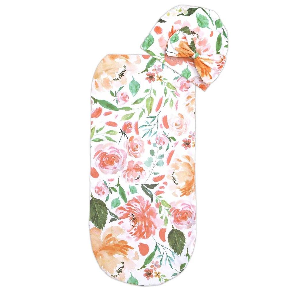 Cutie Cocoon™ - Baby Cocoon & Hat Set Cocoons Itzy Ritzy Peach Floral 